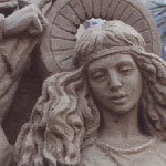 Lido di Jesolo, Sand sculptures exhibition, 'Annunciation', Vladimir Kuraev, h=3,5, 2003, Italy, Venice