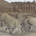 Lido di Jesolo, demonstrational sculpture, 'Roman races', Vladimir Kuraev, John Gowdy(USA), l=14, 2003, Italy, Venice